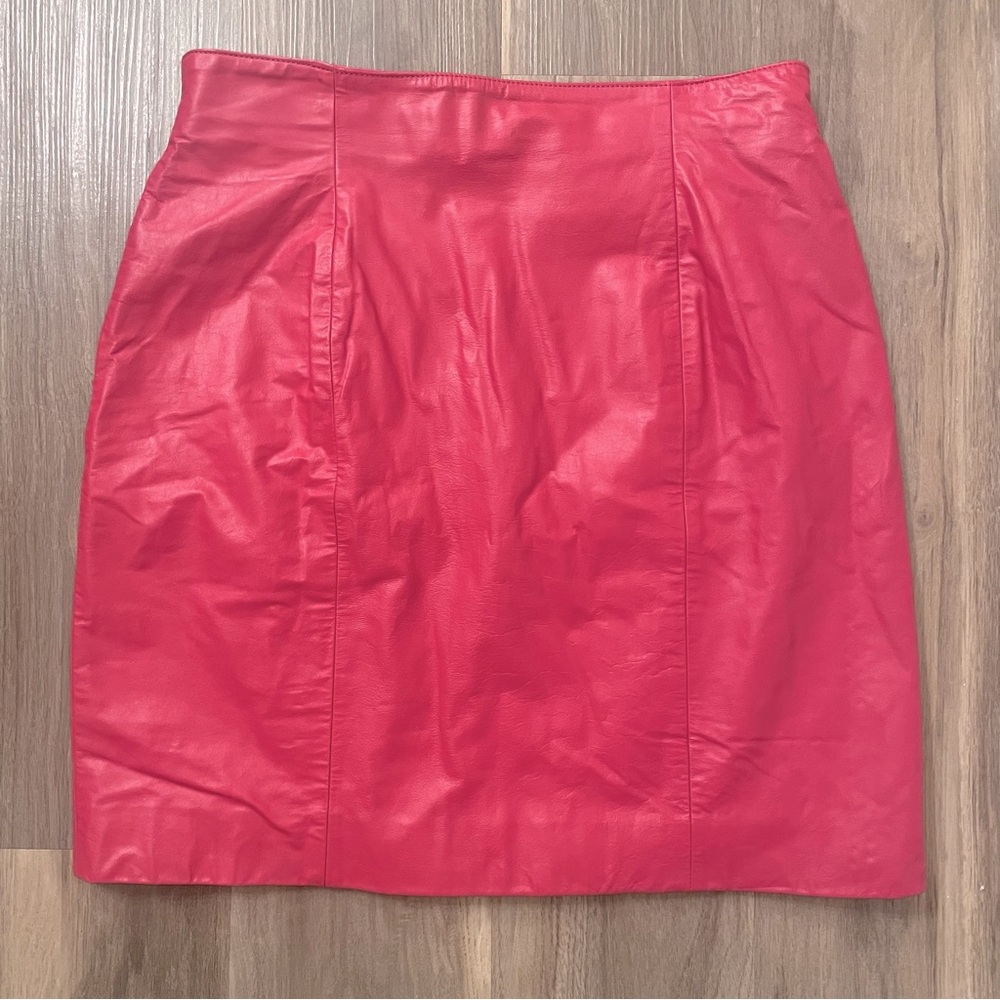 Vintage 90s Genuine Pink Fuschia Leather Mini Skirt